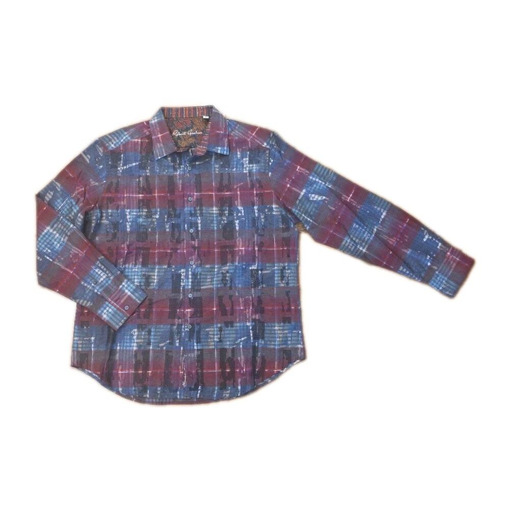 Men’s Robert Graham Button Down Shirt Purple Flip Cuff Size XL